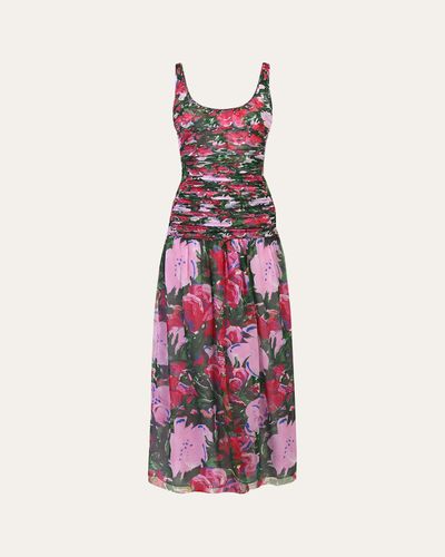 Diane von Furstenberg Lorna Ruched Floral-Print Midi Dress