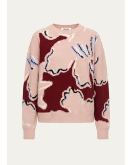 Diane von Furstenberg Mirella Floral Intarsia Wool-Cashmere Sweater