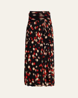 Diane von Furstenberg Nathalie Draped Dot-Print Mesh Maxi Skirt