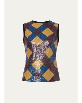 Diane von Furstenberg Tanselle Sequin Mesh Top
