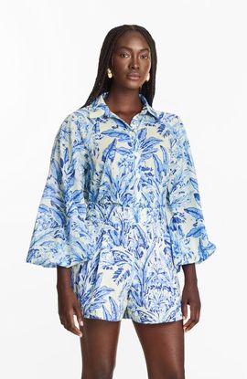 DIARRABLU DIARRABLU Nora Cotton Voile Blouse Toile Blu 