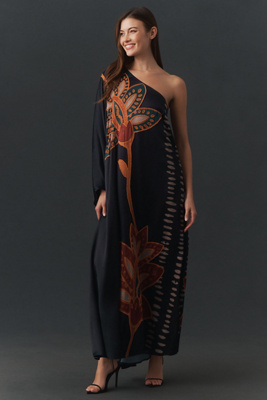 saemdi embroidered one shoulder dress ALBA EMBROIDERED MESH DRESS
