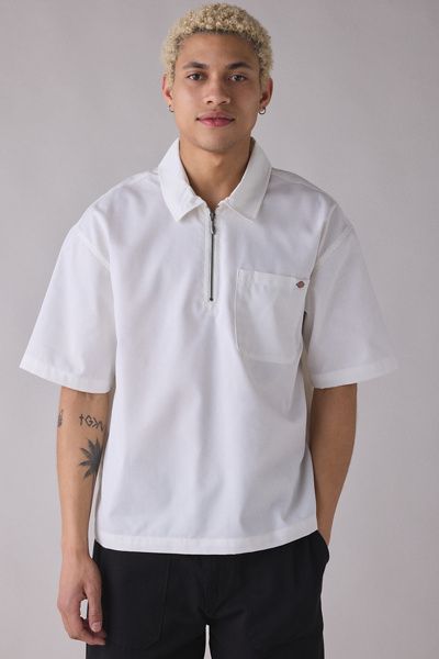 Dickies Dickies Cadiz Quarter-Zip Boxy Fit Work Shirt Top in Ivory, Men's at Urban Outfitters