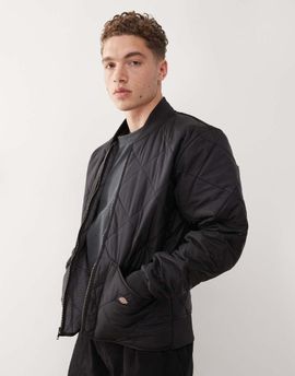 Dickies Dickies diamond quilted bomber jacket in black