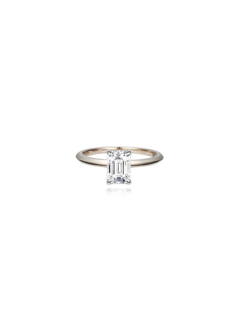 DIDIER DUBOT 14K Moissanite Emerald Cut Sensual Ring (JDSRN3F53SC)