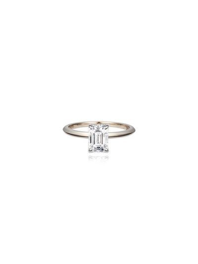 DIDIER DUBOT 14K Moissanite Emerald Cut Sensual Ring (JDSRN3F53SC)