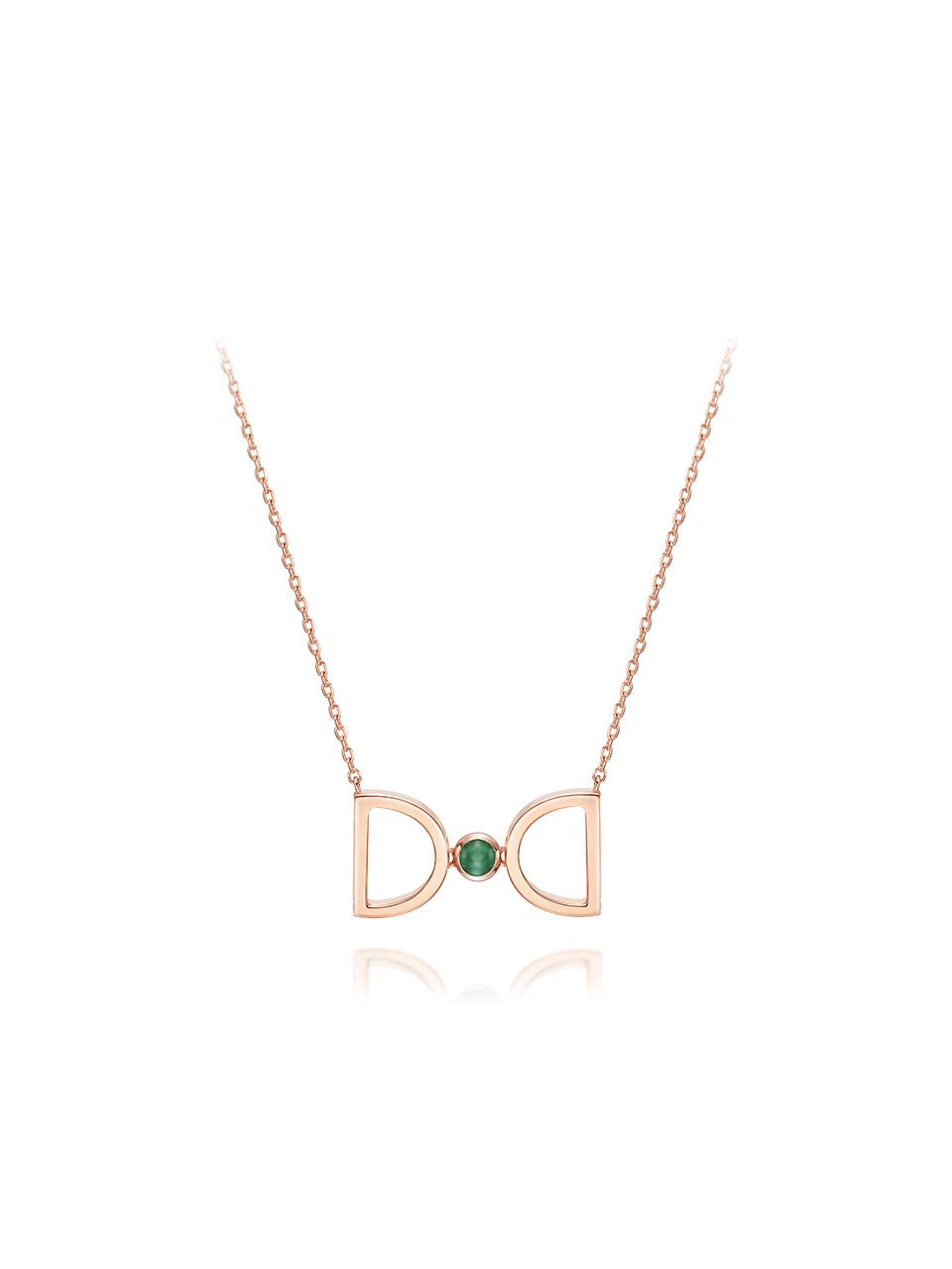 DIDIER DUBOT 14K Rose Gold Emerald Birthstone Necklace (JDRNRPS125G)