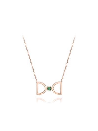 DIDIER DUBOT 14K Rose Gold Emerald Birthstone Necklace (JDRNRPS125G)