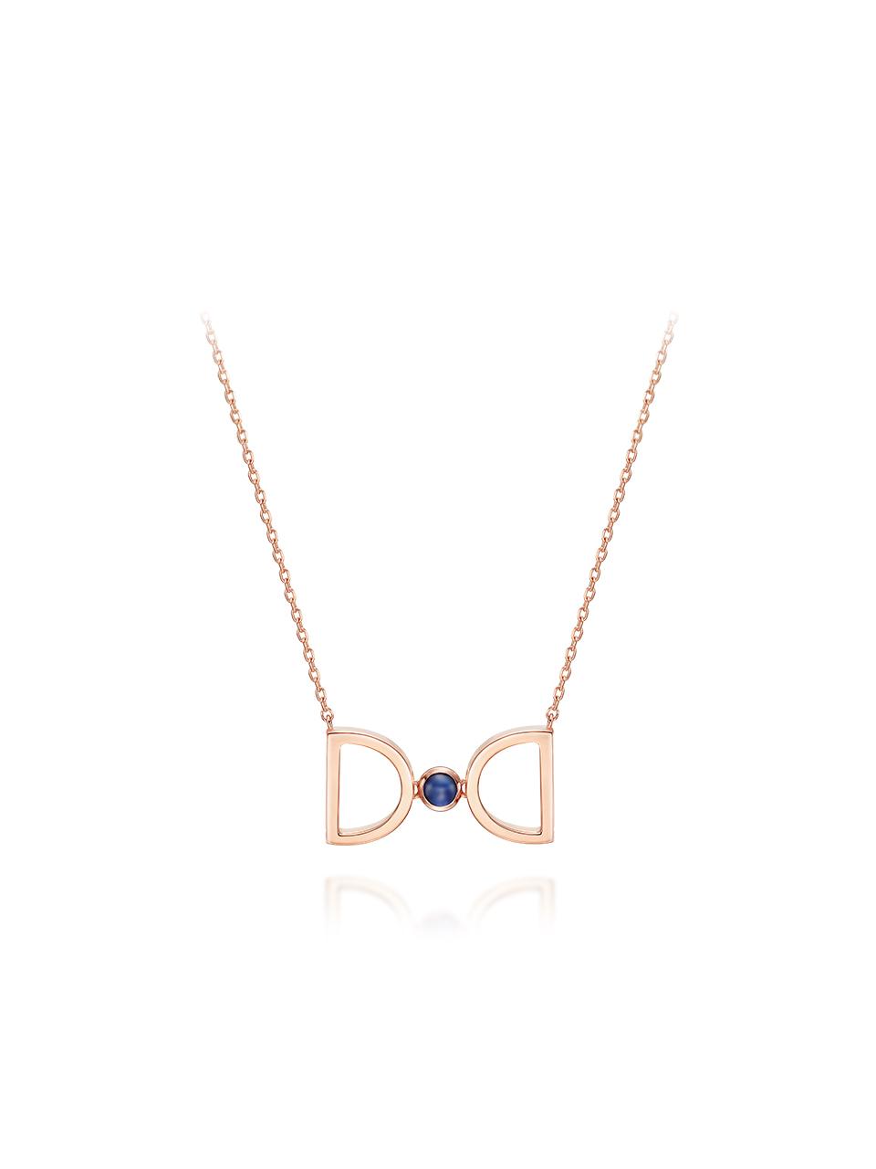 DIDIER DUBOT 14K Rose Gold Sapphire Birthstone Necklace [Blue] (JDRNRPS129B)