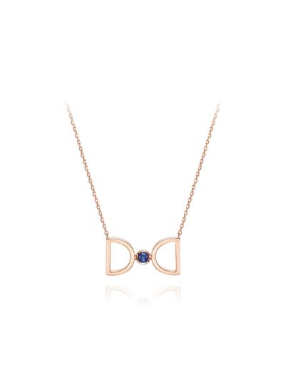 DIDIER DUBOT 14K Rose Gold Sapphire Birthstone Necklace [Blue] (JDRNRPS129B)