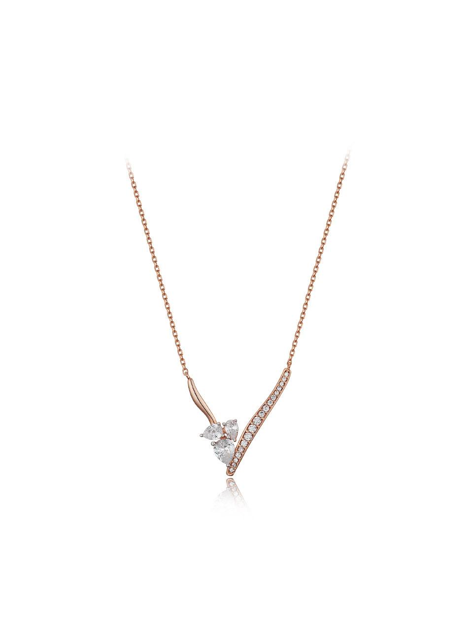 DIDIER DUBOT 925 Silver Rose Gold Plated Cubic Zirconia Necklace (JDPNPWS64ZC)