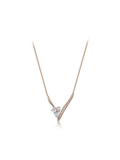 DIDIER DUBOT 925 Silver Rose Gold Plated Cubic Zirconia Necklace (JDPNPWS64ZC)