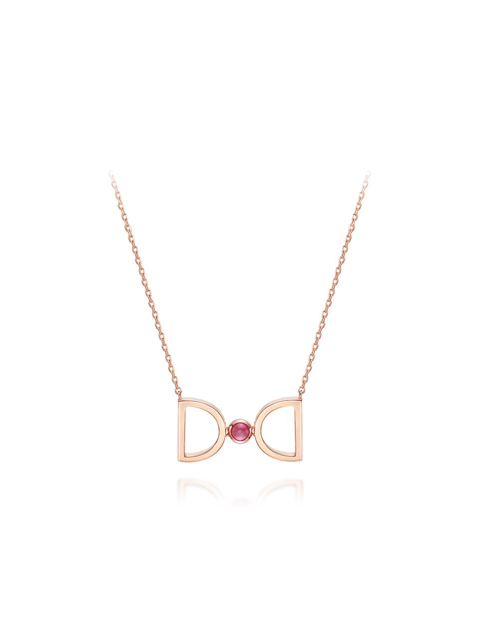 DIDIER DUBOT Birthstone Delicate Signature DD Necklace (JDRNRPS127R)