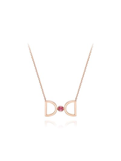 DIDIER DUBOT Birthstone Delicate Signature DD Necklace (JDRNRPS127R)