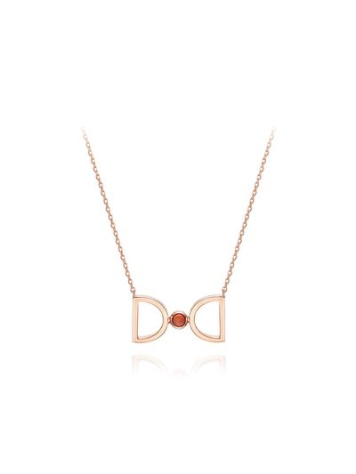DIDIER DUBOT Birthstone Glass Stone Signature Necklace [Garnet] (JDRNRPS121R)