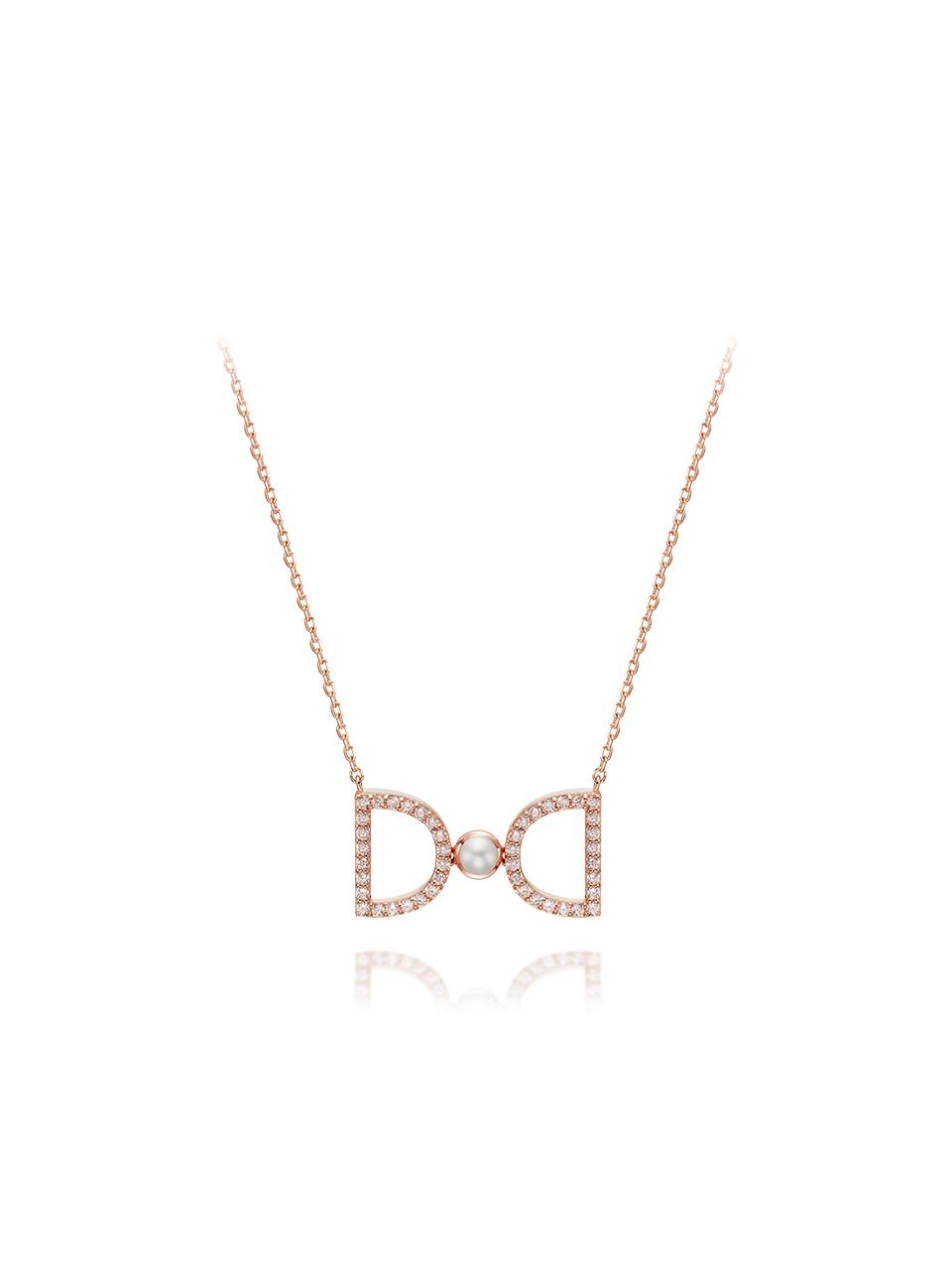DIDIER DUBOT Pearl Cubic Zirconia 14K Rose Gold Necklace (JDRNRPS126W)