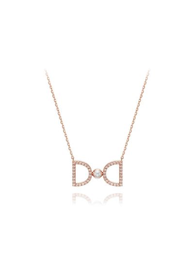 DIDIER DUBOT Pearl Cubic Zirconia 14K Rose Gold Necklace (JDRNRPS126W)