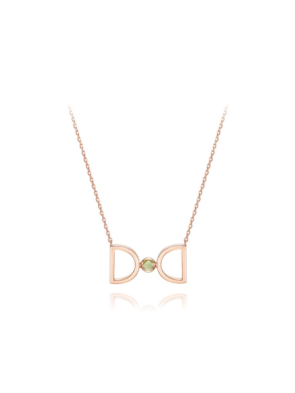 DIDIER DUBOT Peridot Rose Gold Birthstone Necklace (JDRNRPS128D)