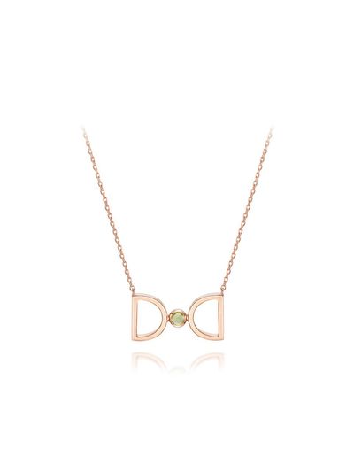 DIDIER DUBOT Peridot Rose Gold Birthstone Necklace (JDRNRPS128D)