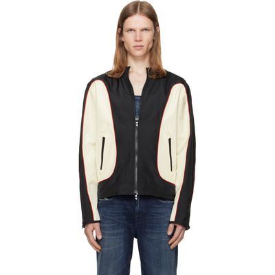 Diesel Diesel Black & Off-White Nylon Color Block & Piping Details Jacket