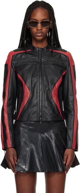 Diesel Diesel Black & Red L-Ovable Leather Jacket