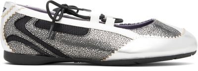Diesel Diesel Black & Silver D-Mile Lace-Up Ballerina Flats