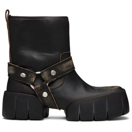 Diesel Diesel Black D-Tex Distressed Leather Biker Boots