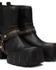 Diesel Diesel Black D-Tex Distressed Leather Biker Boots - 4
