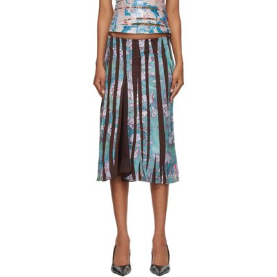Diesel Diesel Blue & Brown O-Lima Midi Skirt