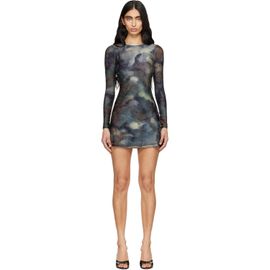 Diesel Diesel Blue & Brown Printed Crystal Details Minidress