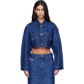 Diesel Diesel Blue Cropped Oversized Denim Trucker Jacket