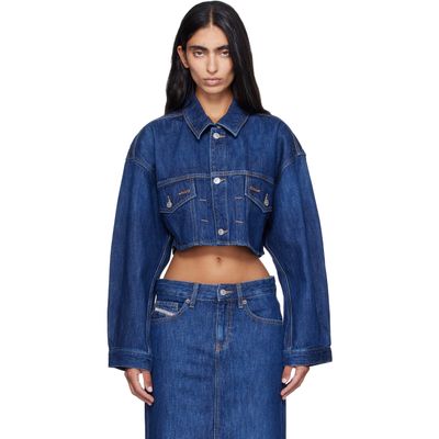Diesel Diesel Blue Cropped Oversized Denim Trucker Jacket