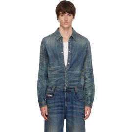 Diesel Diesel Blue Dirty-Effect Creased Denim Shirt