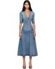Diesel Diesel Blue Drop-Waist Knit & Denim Midi Dress - 1