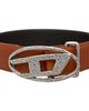 Diesel Diesel Brown 4cm Leather Hammered Oval 'D' Buckle Belt - 1