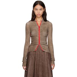 Diesel Diesel Brown & Red Ribbed Zip Cardigan