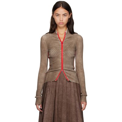 Diesel Diesel Brown & Red Ribbed Zip Cardigan