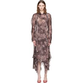 Diesel Diesel Brown Asymmetric Chiffon & SIlk-Crepe Midi Dress