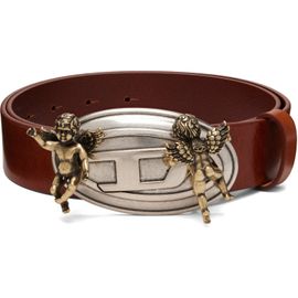 Diesel Diesel Brown Cherub Oval D Buckle Leather Belt