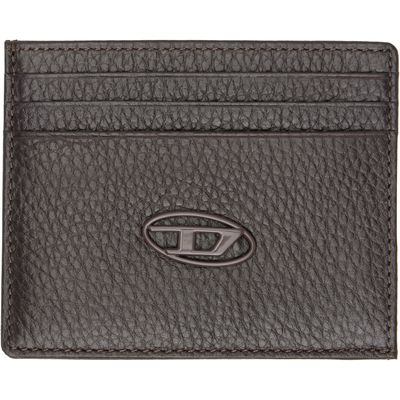 Diesel Diesel Brown Grained Leather Card Holder