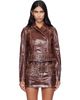 Diesel Diesel Brown Large Belt Patent-Leather Jacket - 1