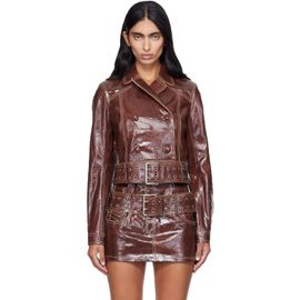 Diesel Diesel Brown Large Belt Patent-Leather Jacket