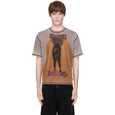 Diesel Diesel Brown Relaxed Print & Studs T-shirt