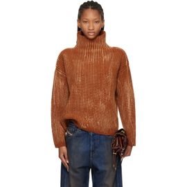 Diesel Diesel Brown Ribbed Wool Blend Funnel-Neck Sweater