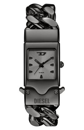 DIESEL® DIESEL® Closer Gunmetal Curb Chain Bracelet Watch, 22mm x 27mm 
