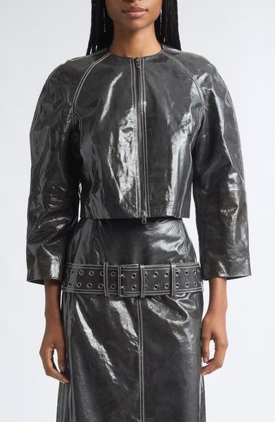 DIESEL® DIESEL® Crop Cocoon Patent Leather Jacket
