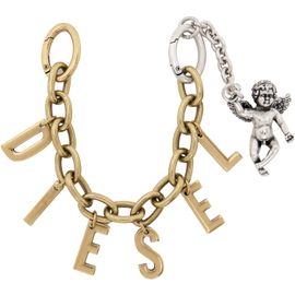 Diesel Diesel Gold & Silver Metal Letter Charm Cherub Keychain