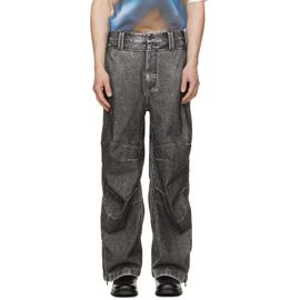 Diesel Diesel Gray Distressed-Effect Faux-Leather Pants