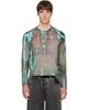 Diesel Diesel Gray Grandad Cracked Leather-Effect Jersey Henley - 1