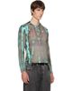 Diesel Diesel Gray Grandad Cracked Leather-Effect Jersey Henley - 2